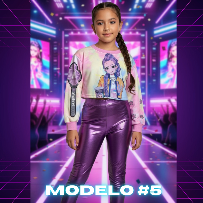 CONJUNTO KPOP NIÑAS LICRA + BUZO TALLAS 4 A 16