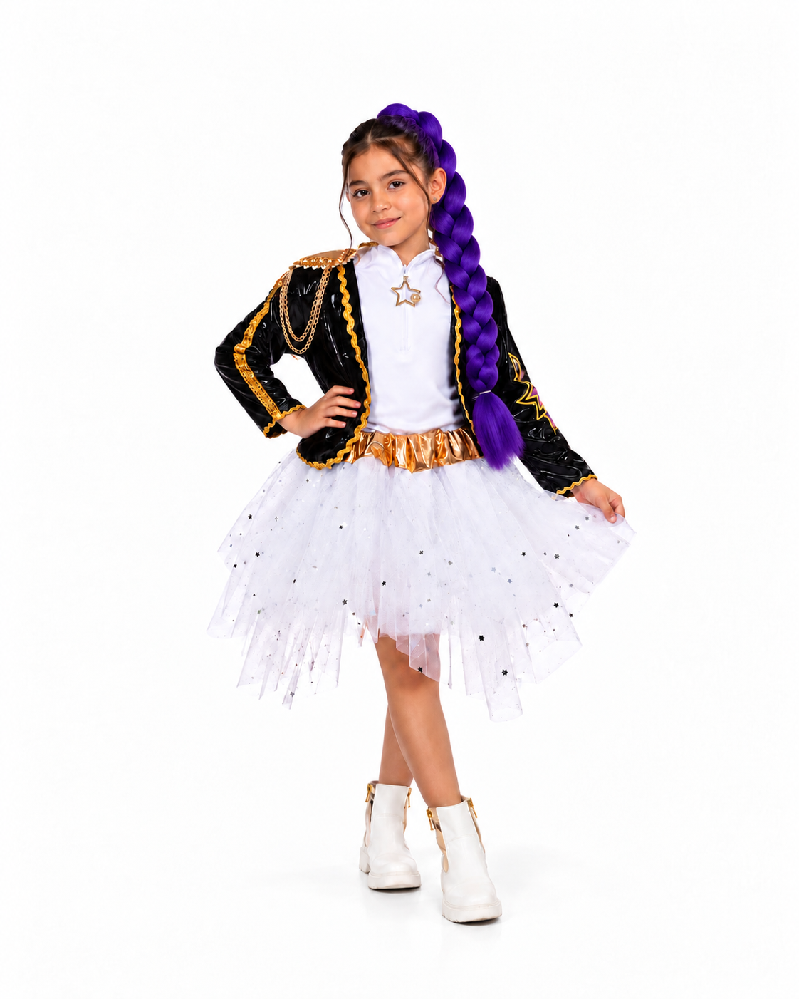 COMBO DISFRAZ KPOP TUTÚ + TRENZA RUMI