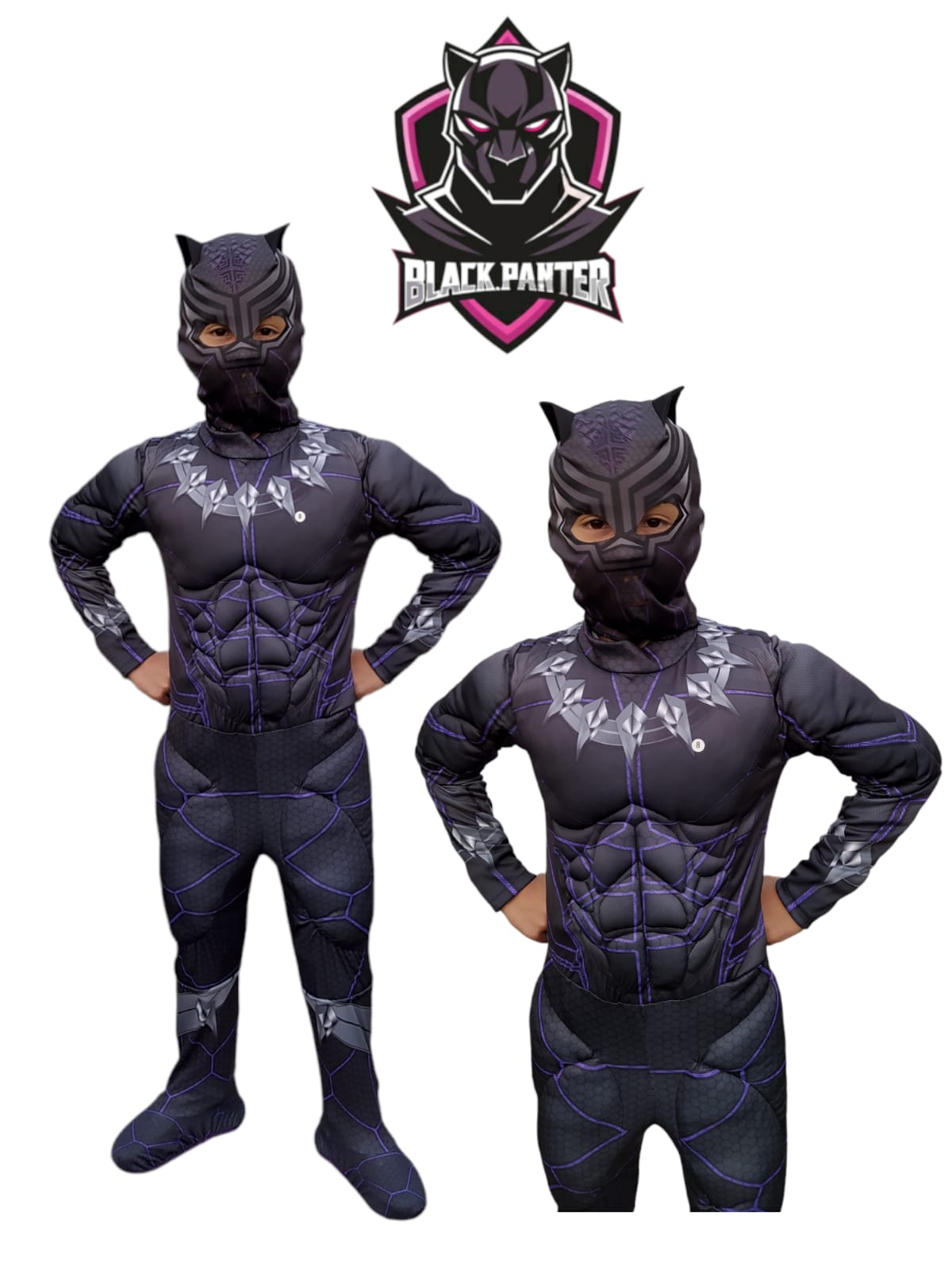 DISFRAZ PANTERA NEGRA MÚSCULOS ACOLCHADOS