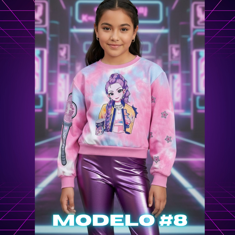 CONJUNTO KPOP NIÑAS LICRA + BUZO TALLAS 4 A 16