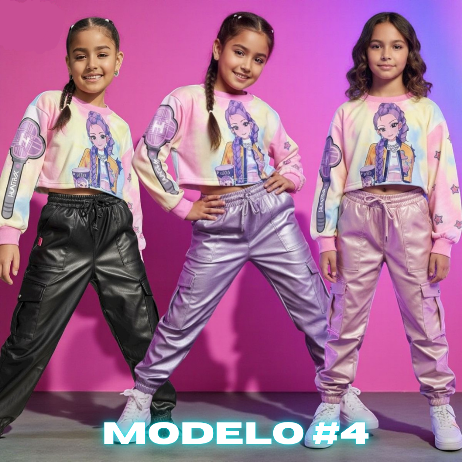 CONJUNTO KPOP NIÑAS PANTALÓN + BUZO TALLAS 4 A 16
