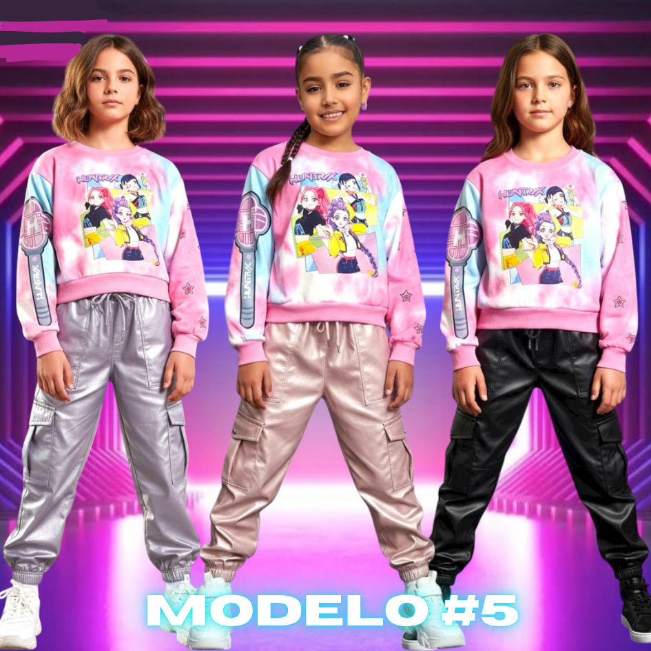 CONJUNTO KPOP NIÑAS PANTALÓN + BUZO TALLAS 4 A 16