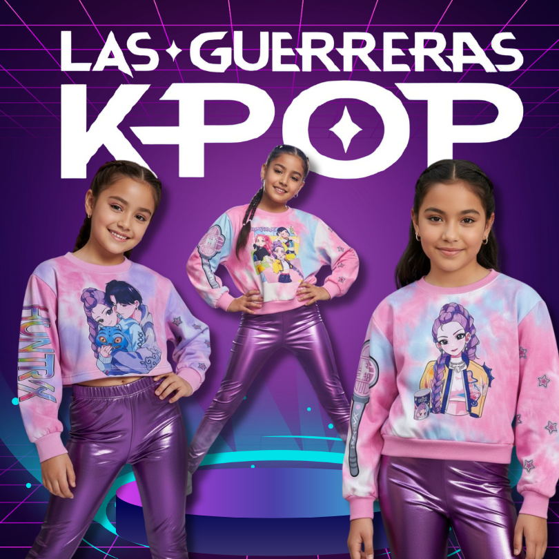 CONJUNTO KPOP NIÑAS LICRA + BUZO TALLAS 4 A 16