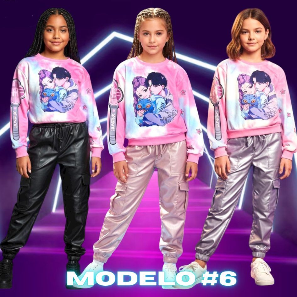 CONJUNTO KPOP NIÑAS PANTALÓN + BUZO TALLAS 4 A 16