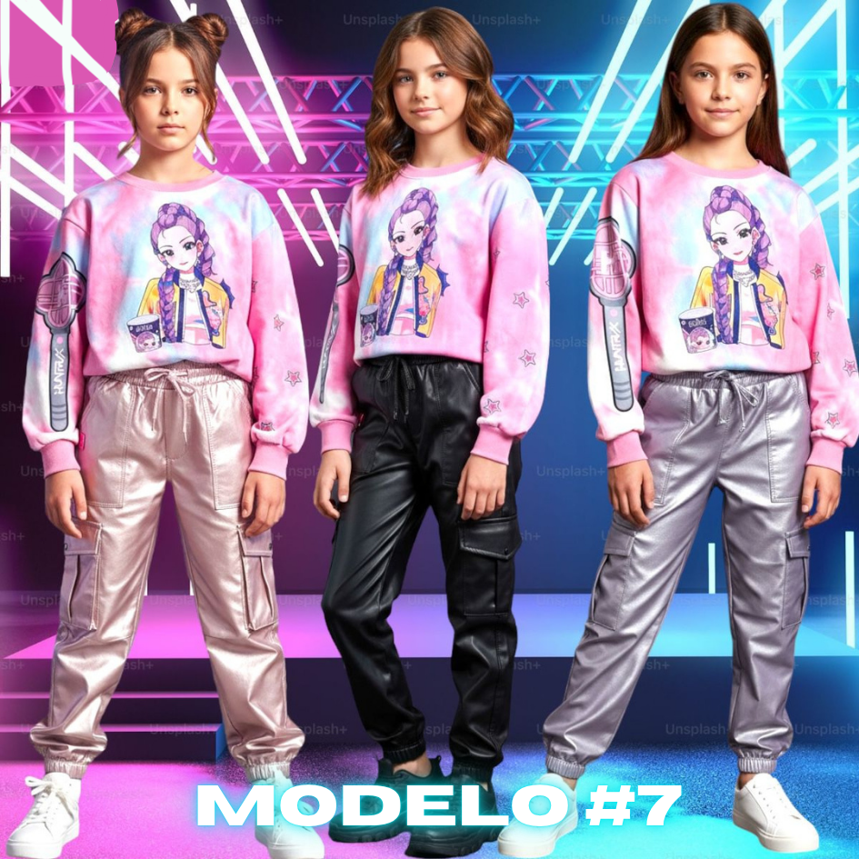 CONJUNTO KPOP NIÑAS PANTALÓN + BUZO TALLAS 4 A 16