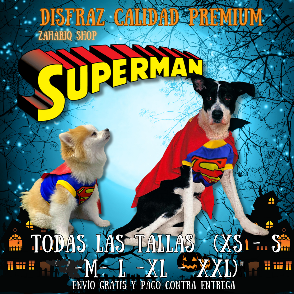 DISFRAZ MASCOTA SUPERMAN PERRO Y GATO