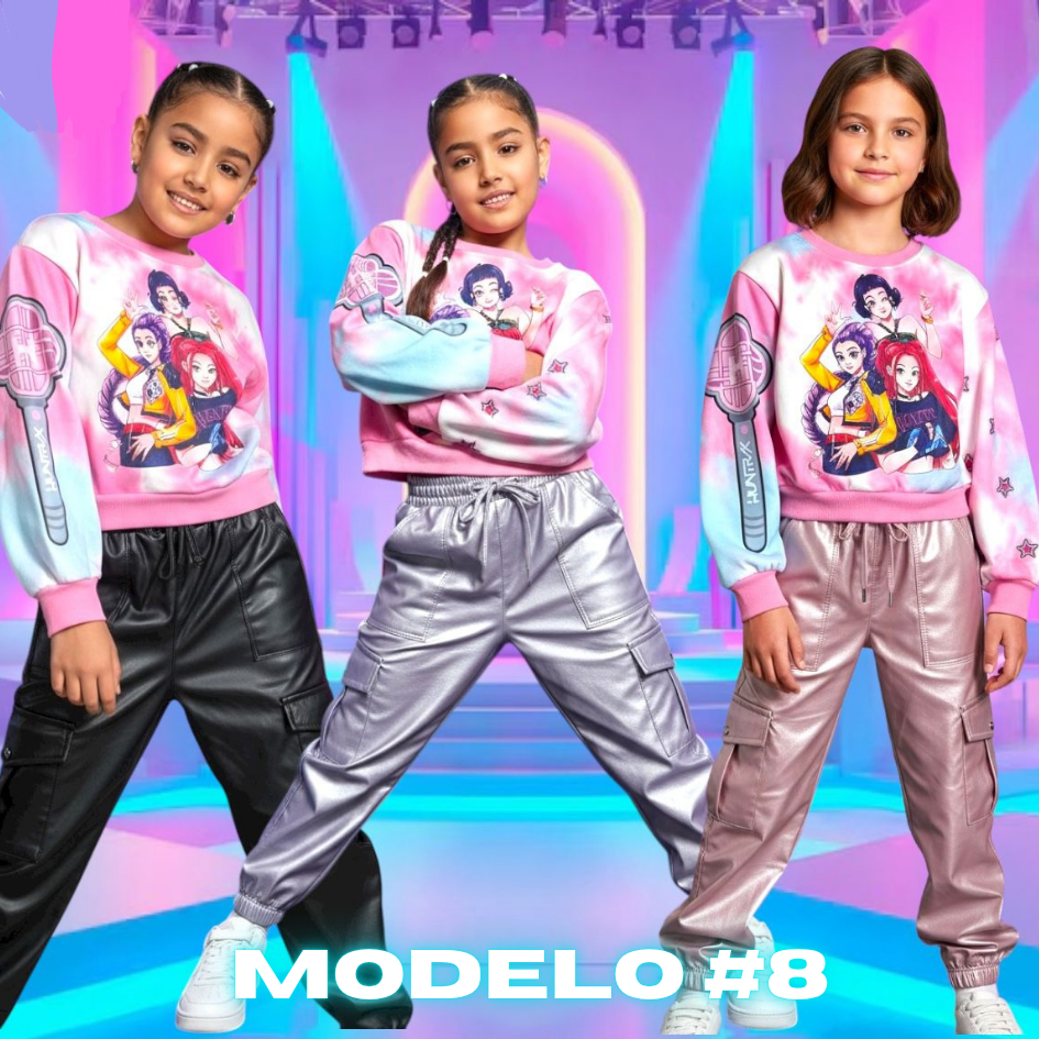 CONJUNTO KPOP NIÑAS PANTALÓN + BUZO TALLAS 4 A 16