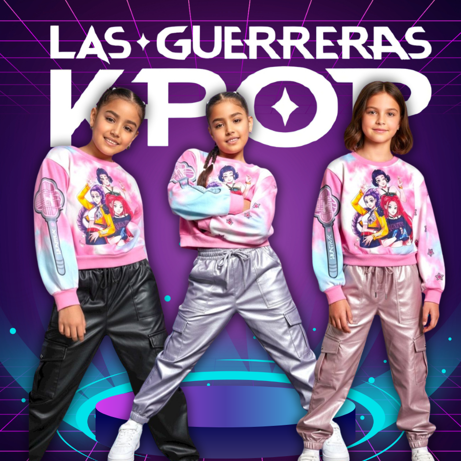 CONJUNTO KPOP NIÑAS PANTALÓN + BUZO TALLAS 4 A 16