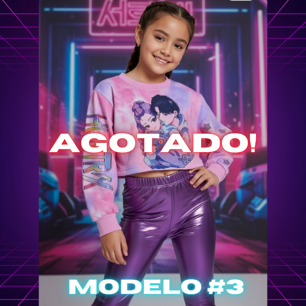 CONJUNTO KPOP NIÑAS LICRA + BUZO TALLAS 4 A 16
