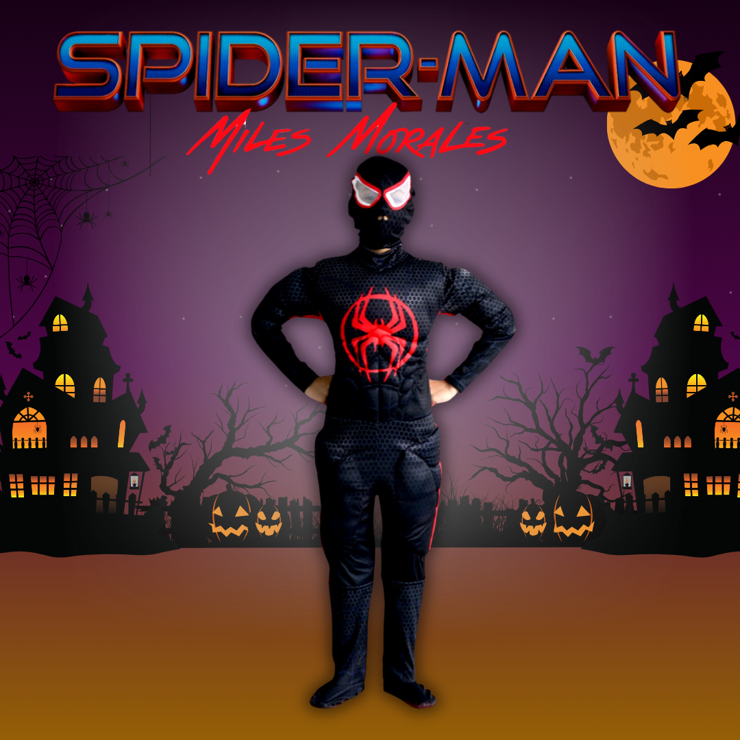DISFRAZ SPIDERMAN MILES MORALES CALIDAD PREMIUM TALLAS 6 A 12
