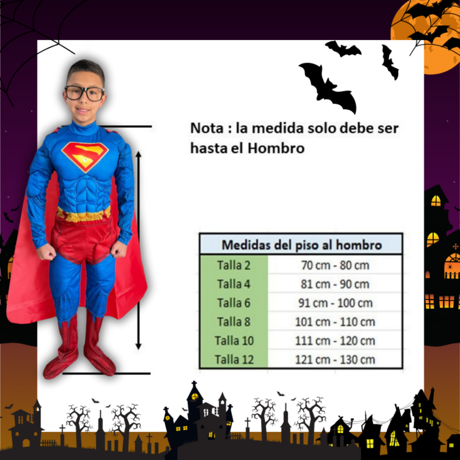 DISFRAZ SUPERMAN CALIDAD PREMIUM TALLAS 2 A 12 GRATIS CAPA MASCOTA