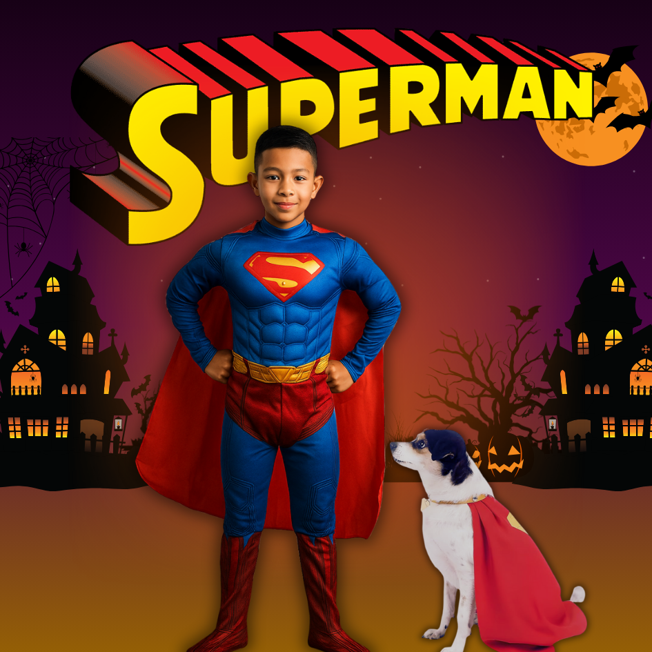 DISFRAZ SUPERMAN CALIDAD PREMIUM TALLAS 2 A 12 GRATIS CAPA MASCOTA