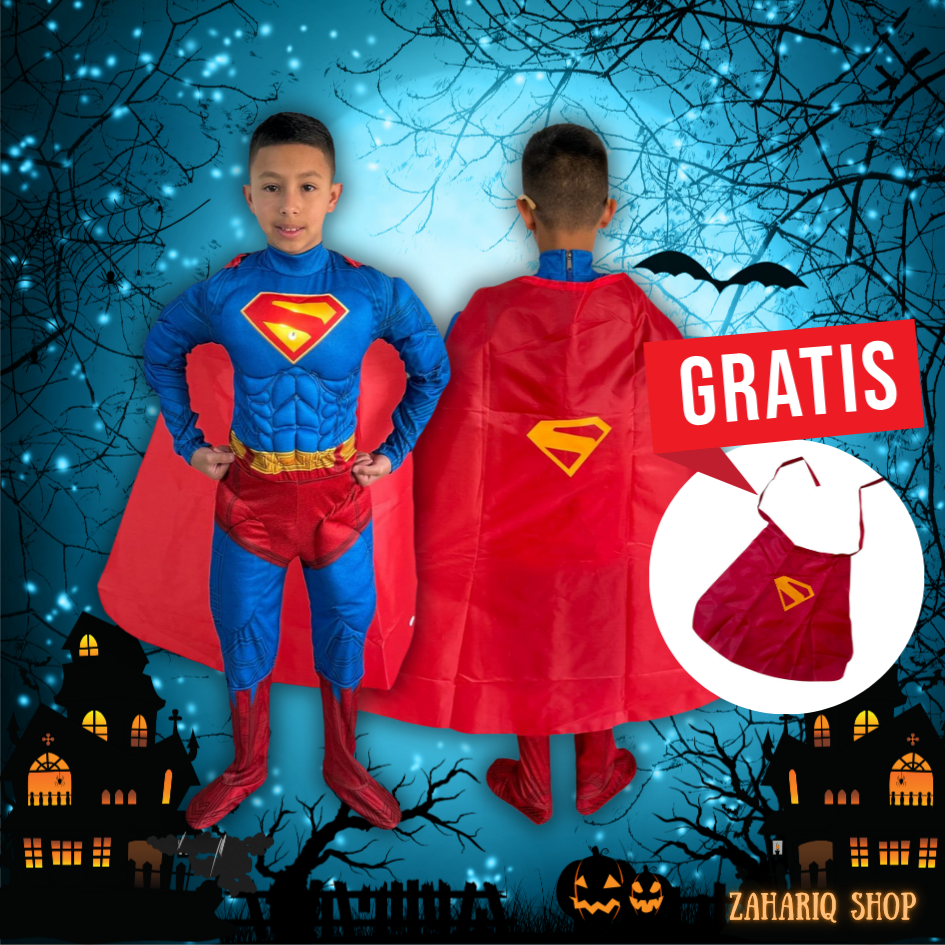 DISFRAZ SUPERMAN CALIDAD PREMIUM TALLAS 2 A 12 GRATIS CAPA MASCOTA