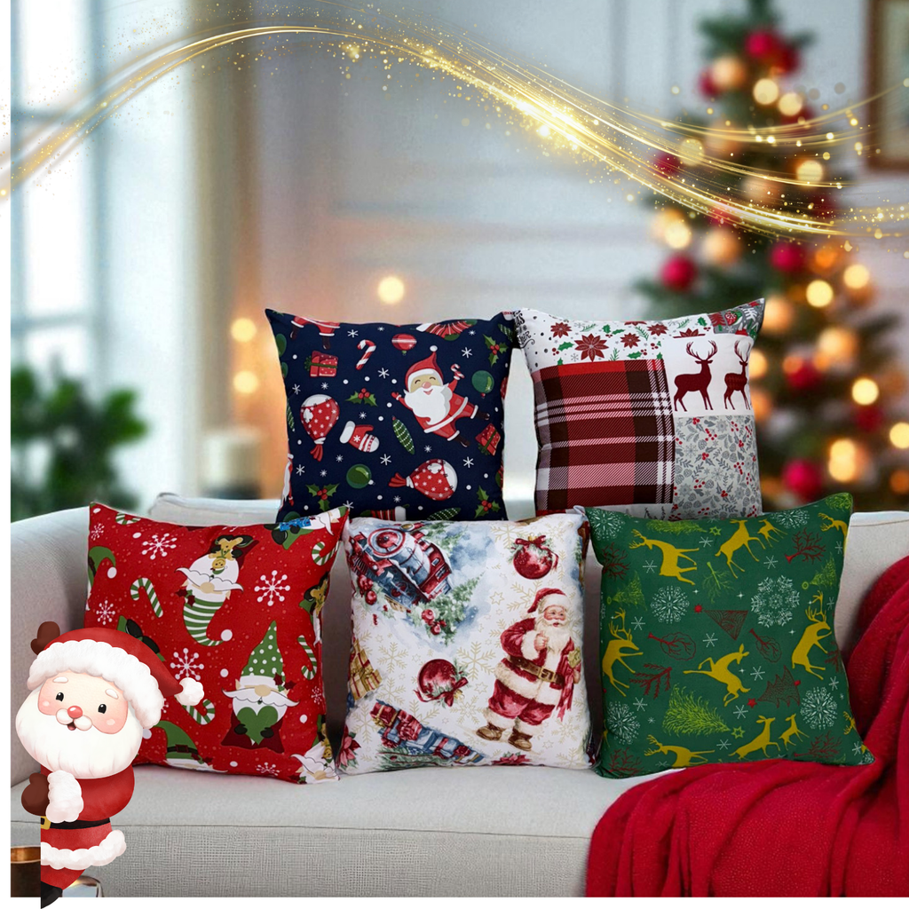 COMBO NAVIDEÑO EDREDÓN + SET DE COJINES CALIDAD PREMIUM