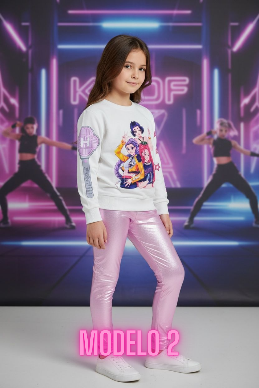 CONJUNTO KPOP LEGGINS SATINADO TALLA 6 A 16