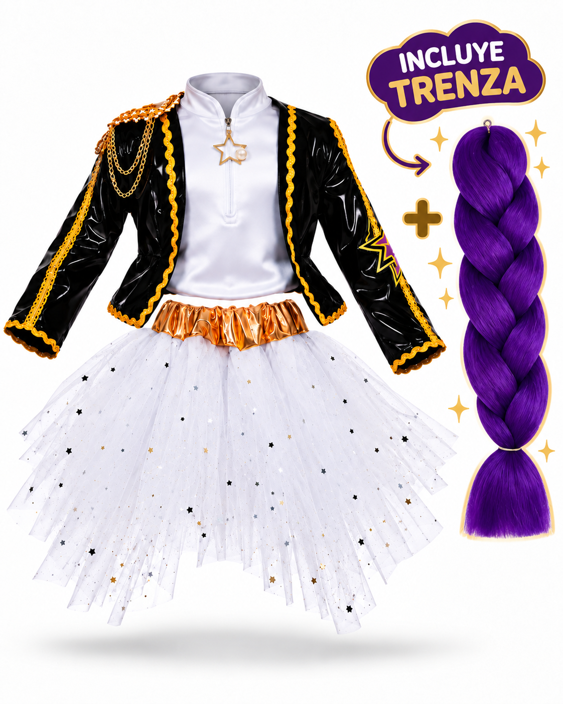 COMBO DISFRAZ KPOP TUTÚ + TRENZA RUMI