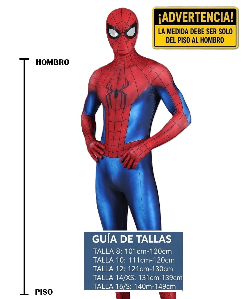 DISFRAZ SPIDER-MAN MÁSCARA OJOS MOVIBLES  + LANZADOR DE TELARAÑAS