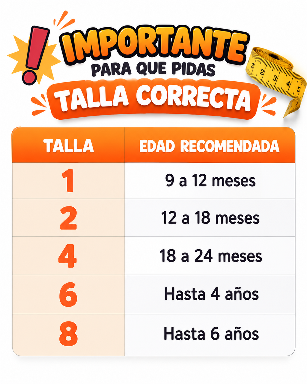 Guía de tallas del disfraz de Gohan