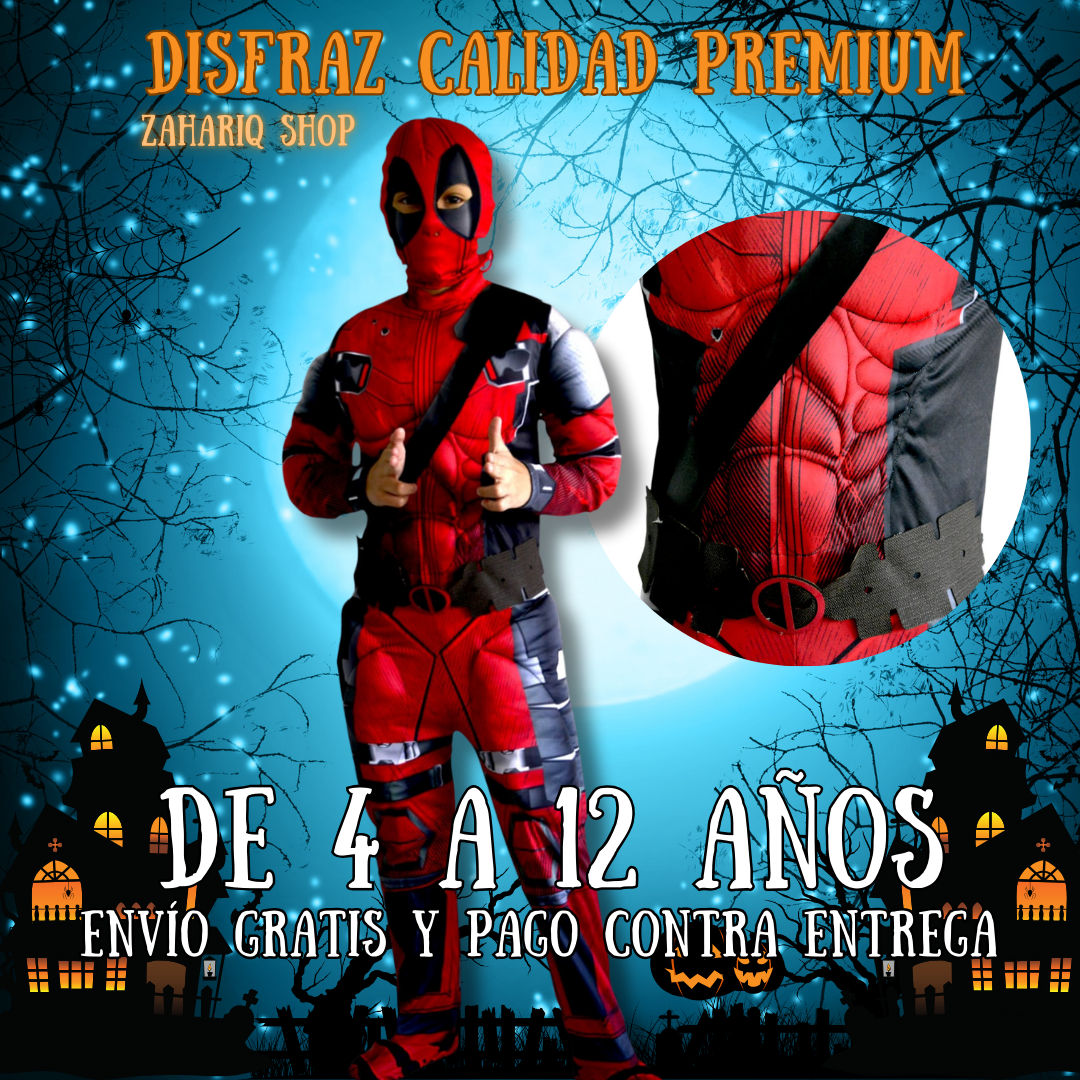 DISFRAZ DEADPOOL  PREMIUM TALLA 4 A 12
