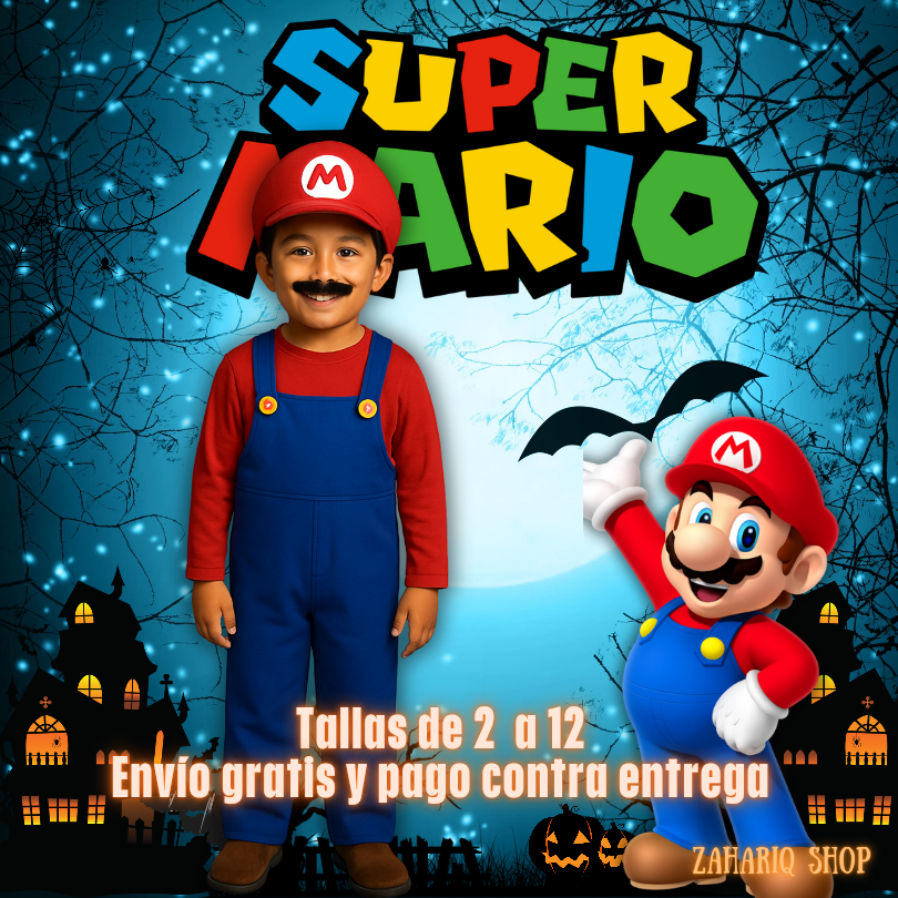 DISFRAZ MARIO BROS CALIDAD PREMIUM TALLAS 2 A 12