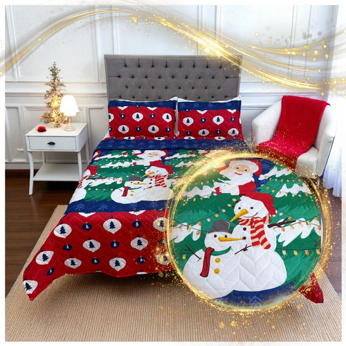 COMBO NAVIDEÑO EDREDÓN + SET DE COJINES CALIDAD PREMIUM
