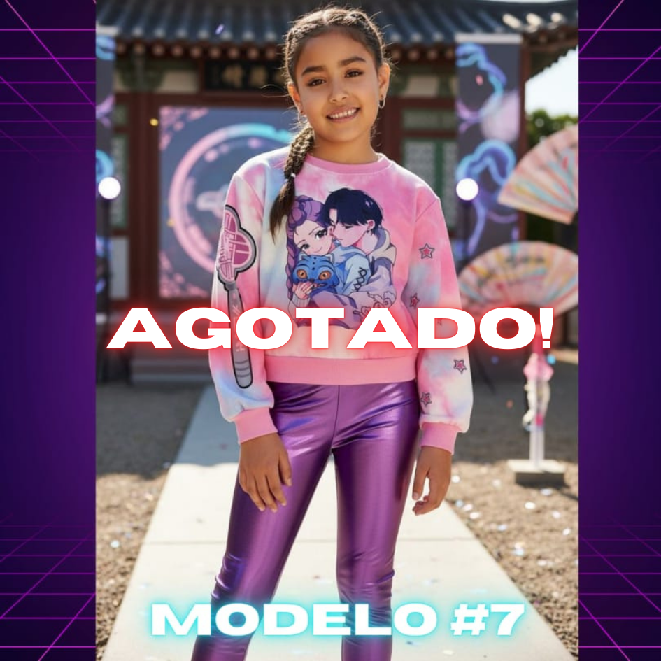 CONJUNTO KPOP NIÑAS LICRA + BUZO TALLAS 4 A 16