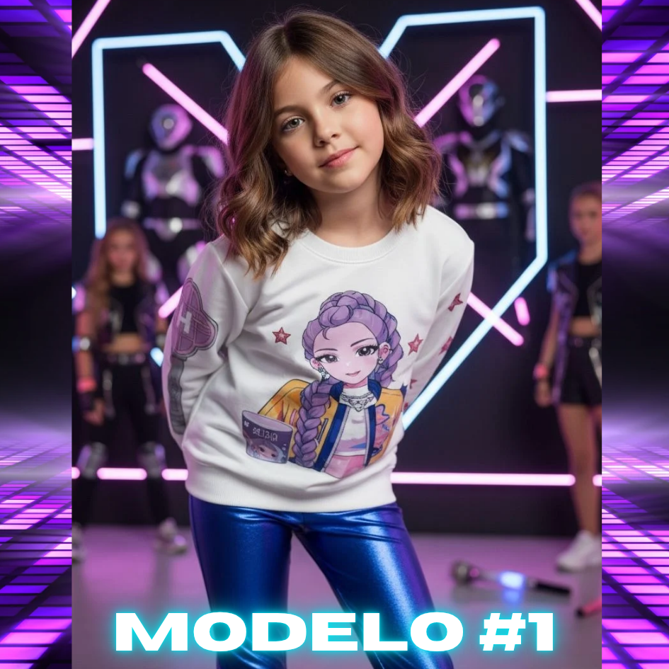 CONJUNTO KPOP LEGGINS AZUL TALLA 6 A 16