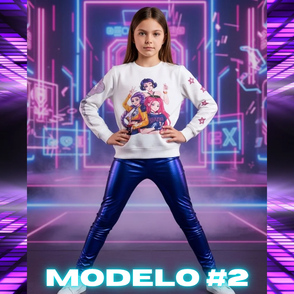 CONJUNTO KPOP LEGGINS AZUL TALLA 6 A 16