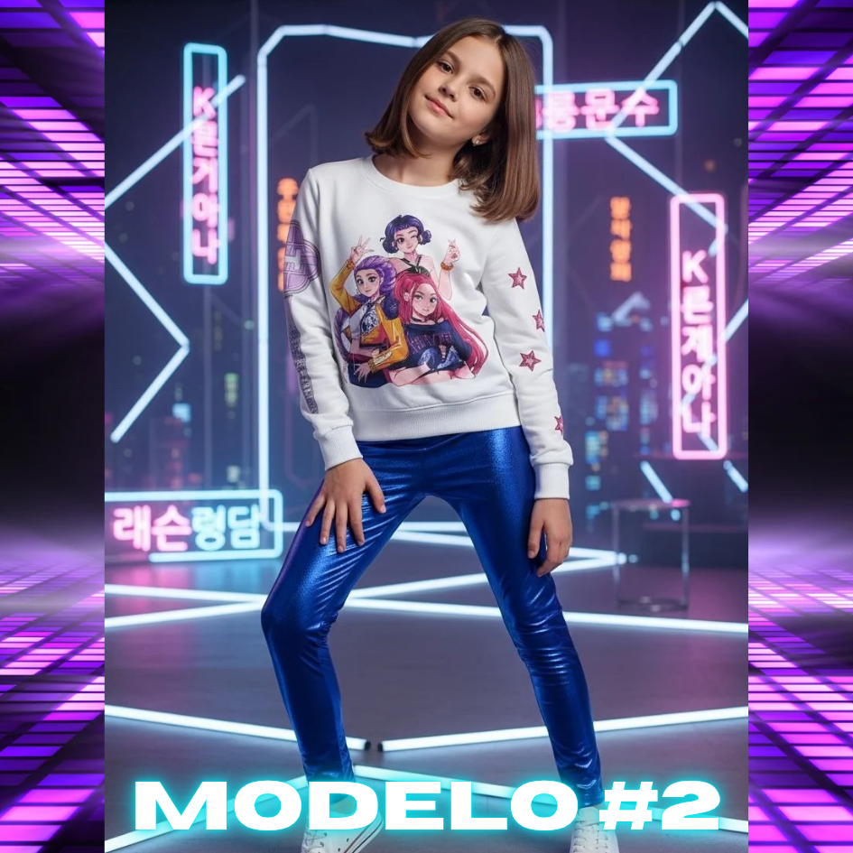 CONJUNTO KPOP LEGGINS AZUL TALLA 6 A 16