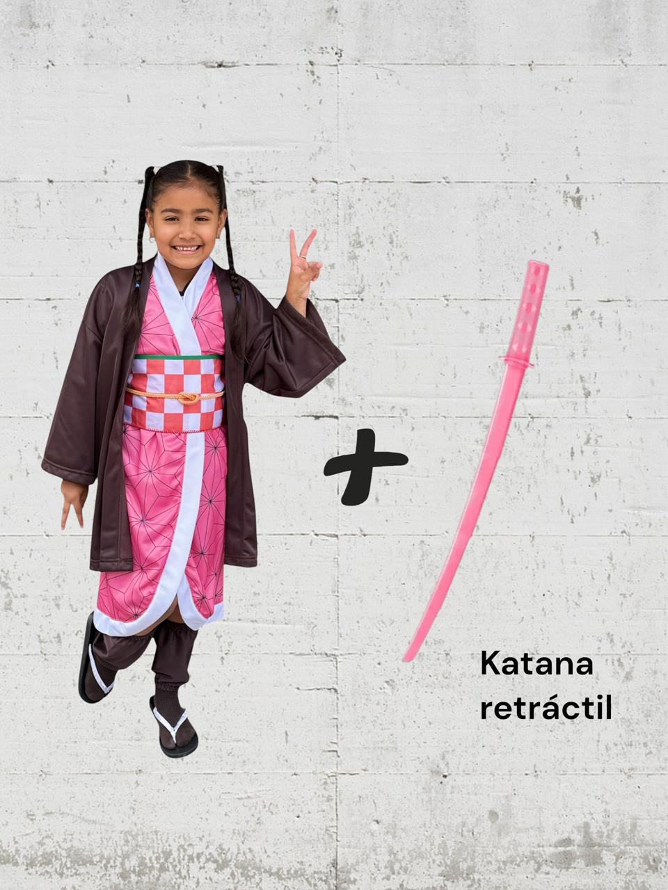 DISFRAZ NEZUKO + KATANA RETRACTIL